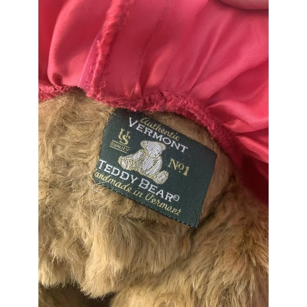 Vermont Teddy‎ Bear 16” Long Fur Jointed Birthday Girl Plush Satin Dress